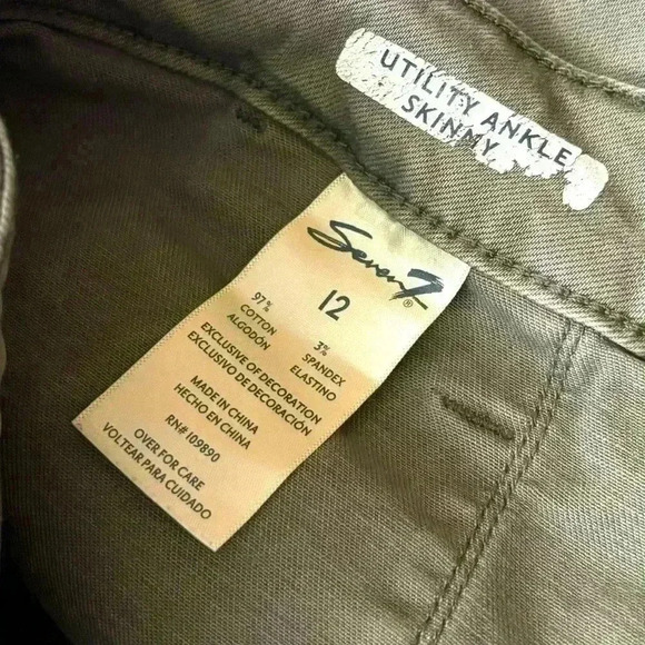 Seven7 Green Military Utility Ankle Stretch Midrise Ankle Skinny Pants Size 12 - Picture 13 of 16